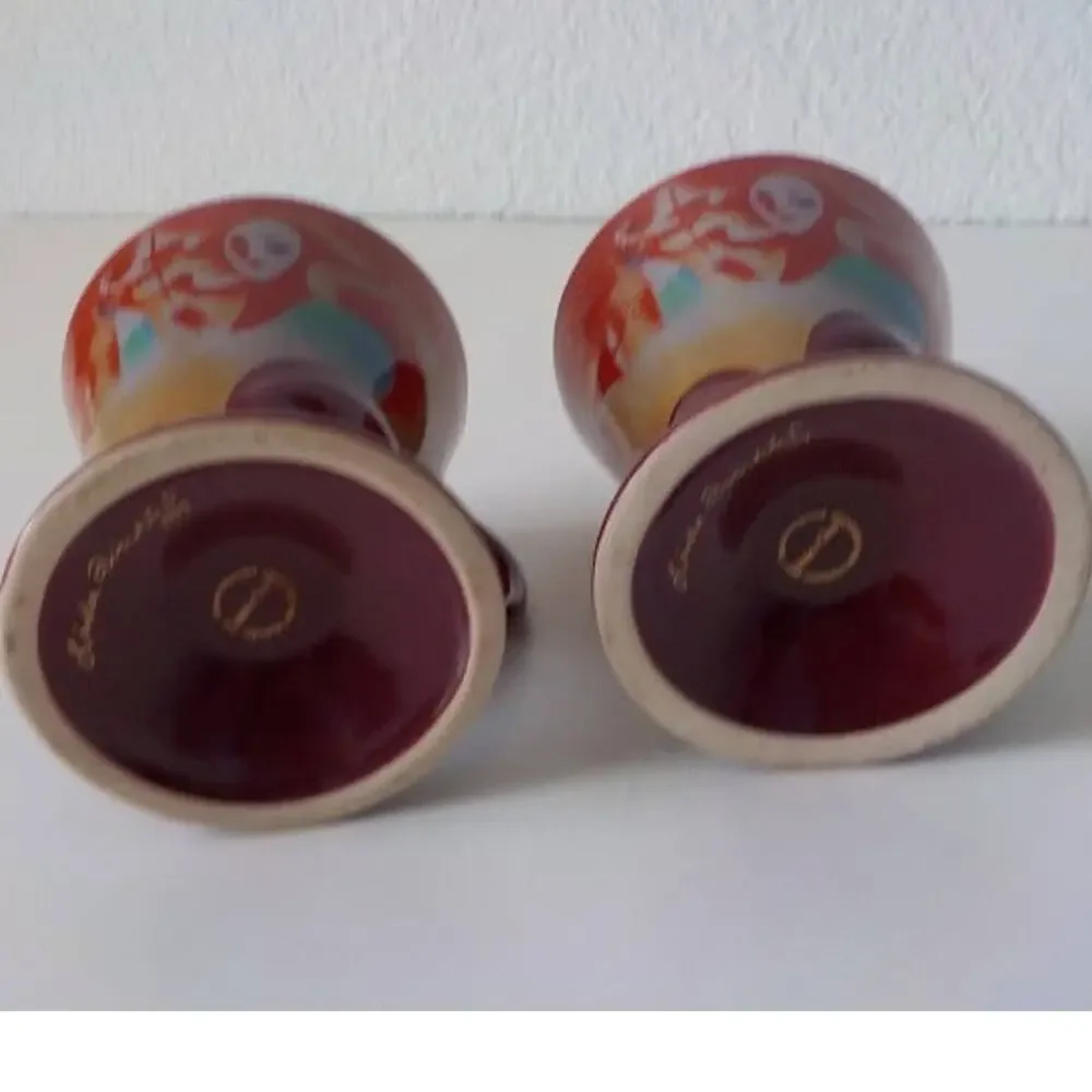 1999 Mug Art by Linda Frichtel Set of 2 Pink Cups Frangelico Liqueur Ad VTG